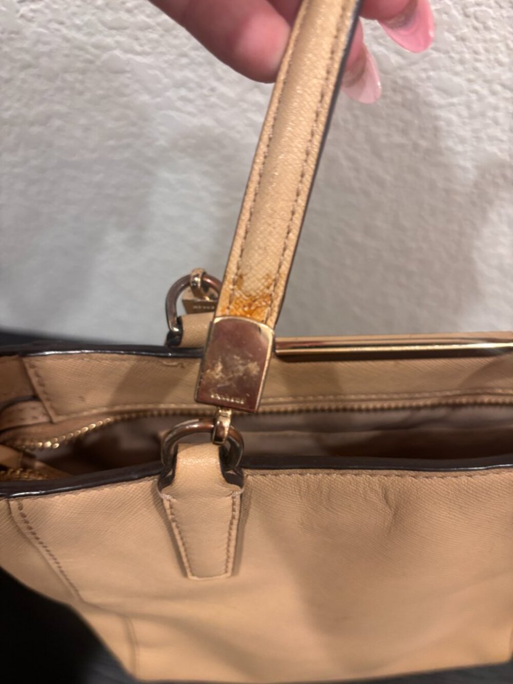 Coach 29001 Saffiano Leather Mini North South Madison Tote Bag Purse Tan - Picture 6 of 7